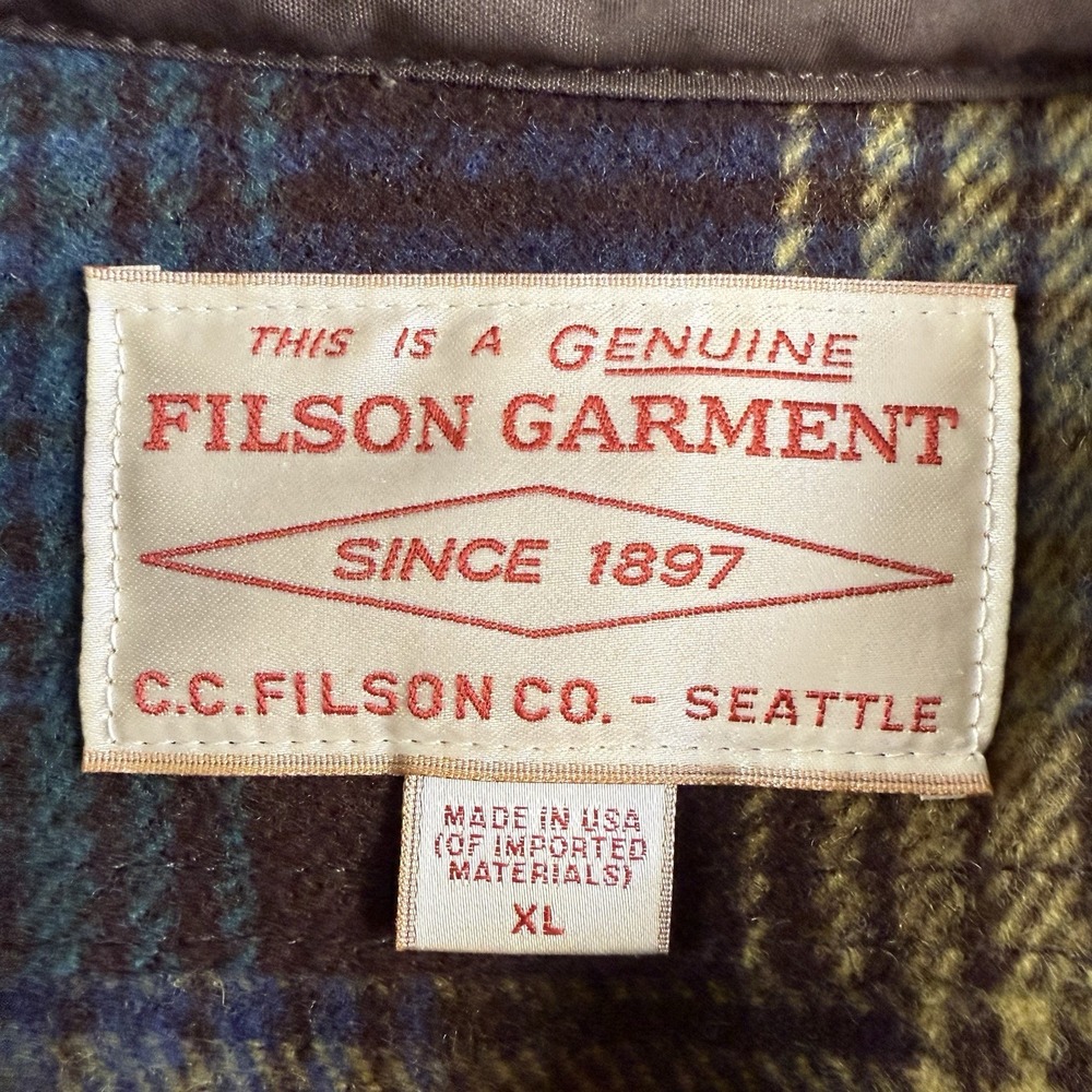 Filson Mackinaw Wool Cruiser Jacket Mens XL Brown Plaid USA Hunting Shirt Coat - Picture 2 of 12